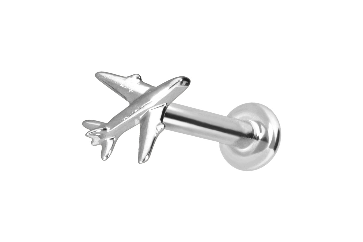 14 Karat Gold Labret Piercing mit Innengewinde FLUGZEUG